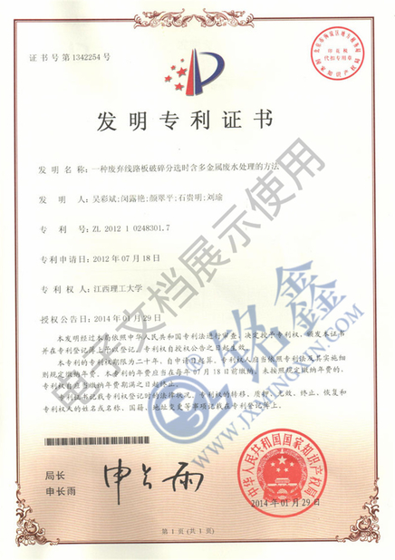 China Jiangxi Mingxin Metallurgy Equipment Co., Ltd. certification